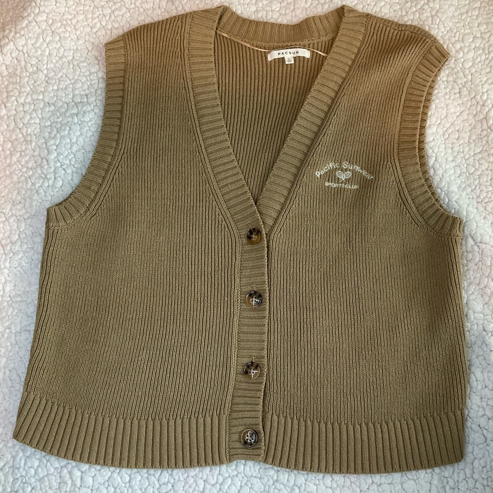 PacSun Brown/khaki unisex knit sweater vest size L